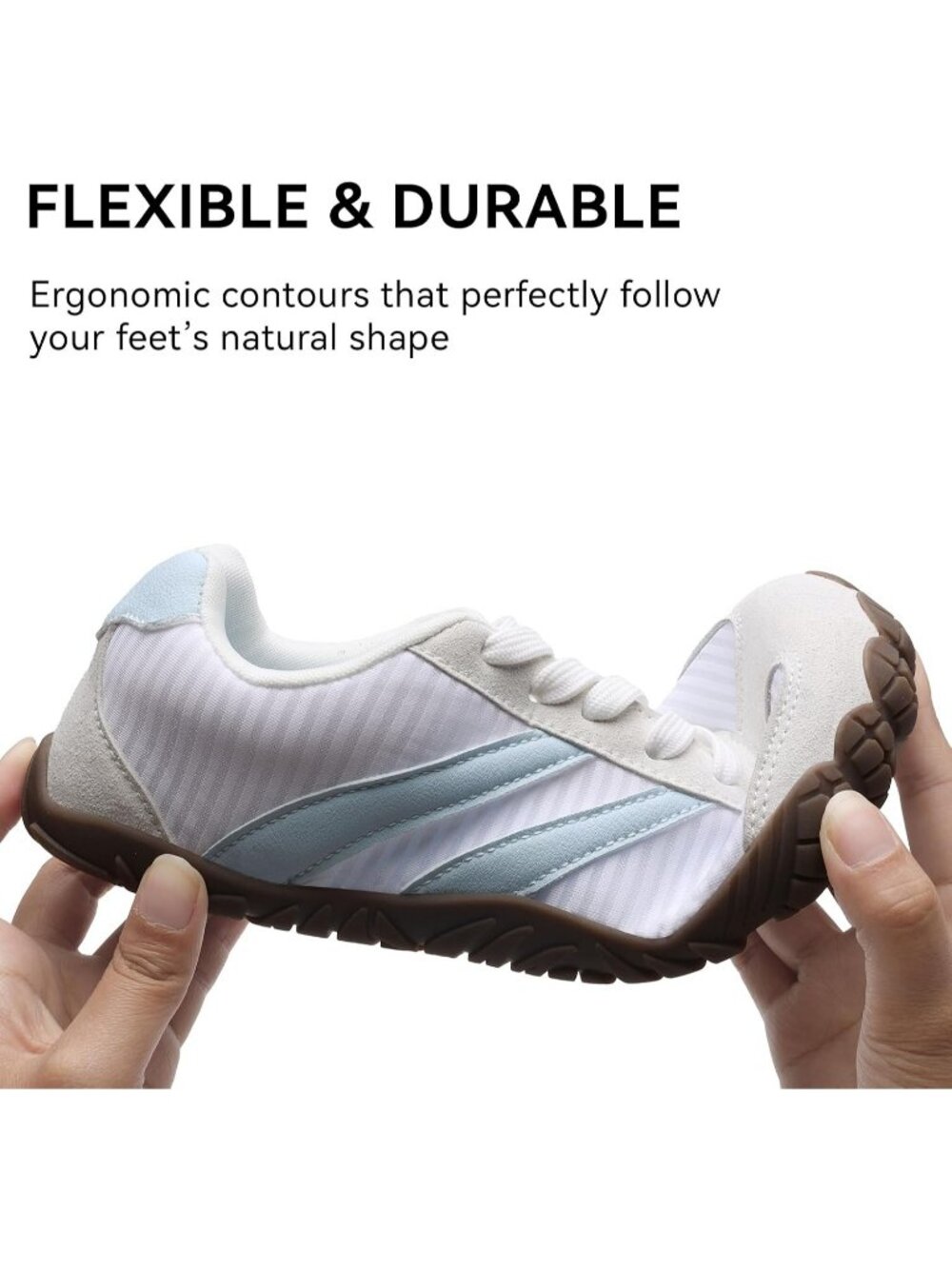 Women's White Blue Mesh Rubber Sole Wide Toe Casual Tennis Sneakers Shoes - Picture 3 of 6